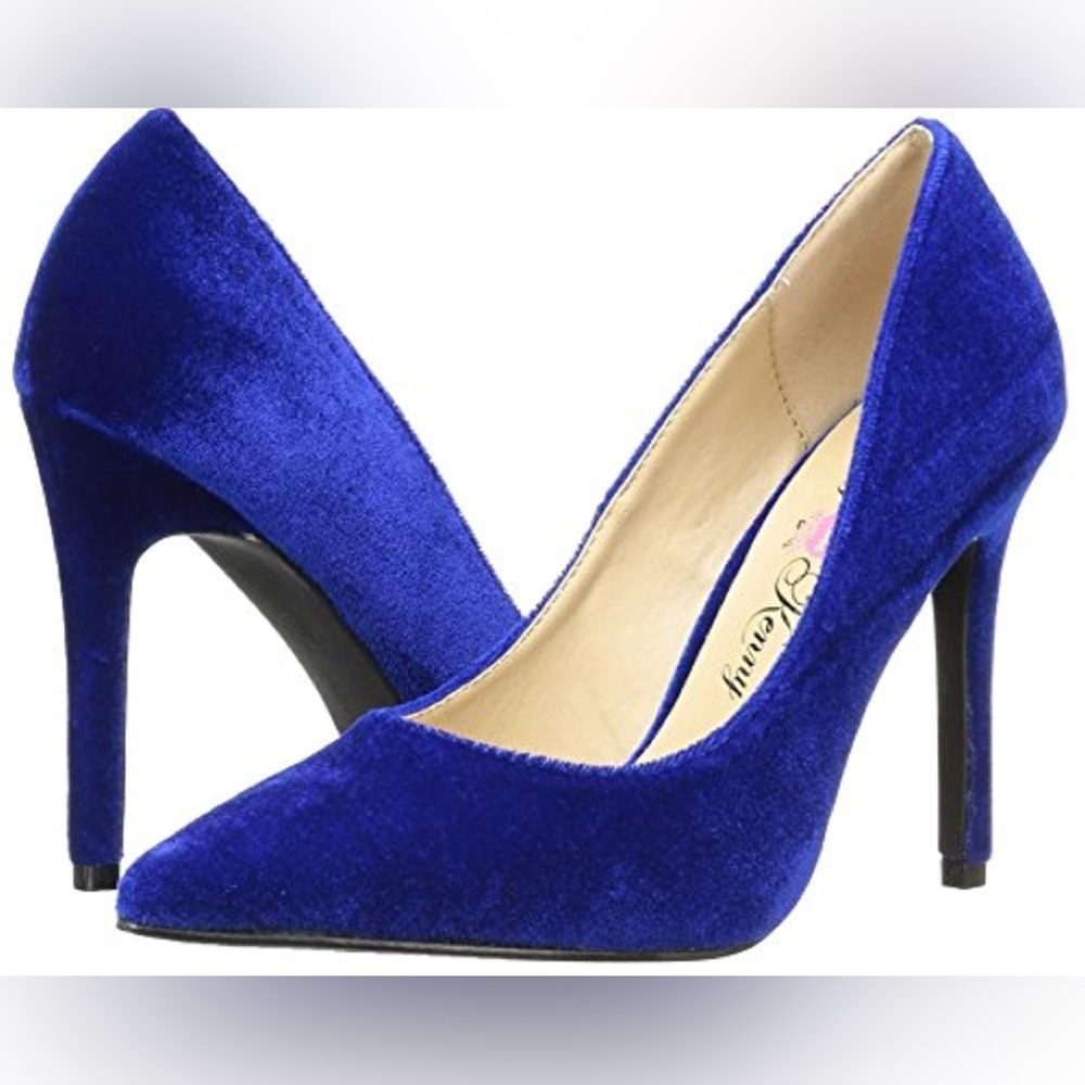 Penny Loves Kenny cobalt Royal blue velvet high heel pumps Sz 8.5
